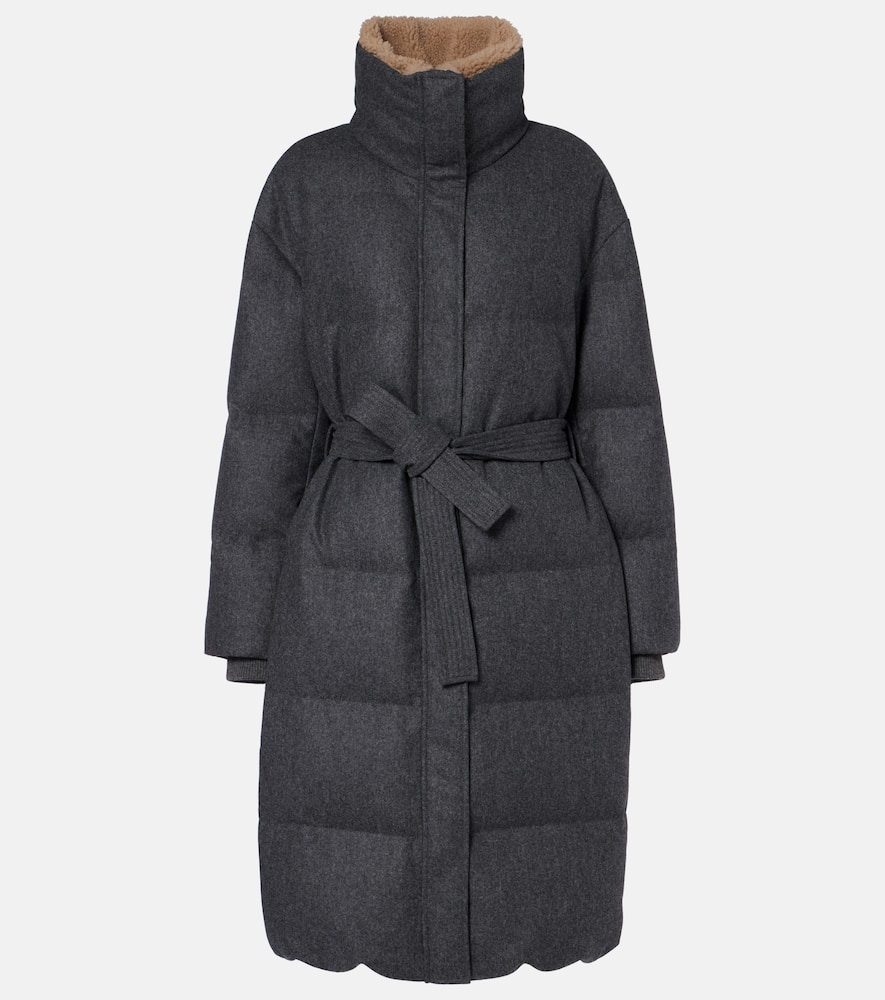 Brunello Cucinelli Virgin Wool Down Jacket In Gray