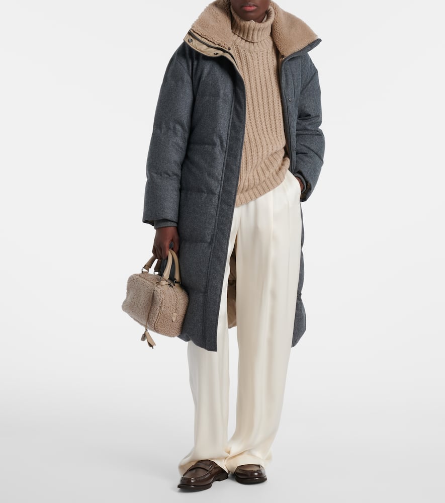 Brunello Cucinelli Virgin Wool Down Jacket In Gray