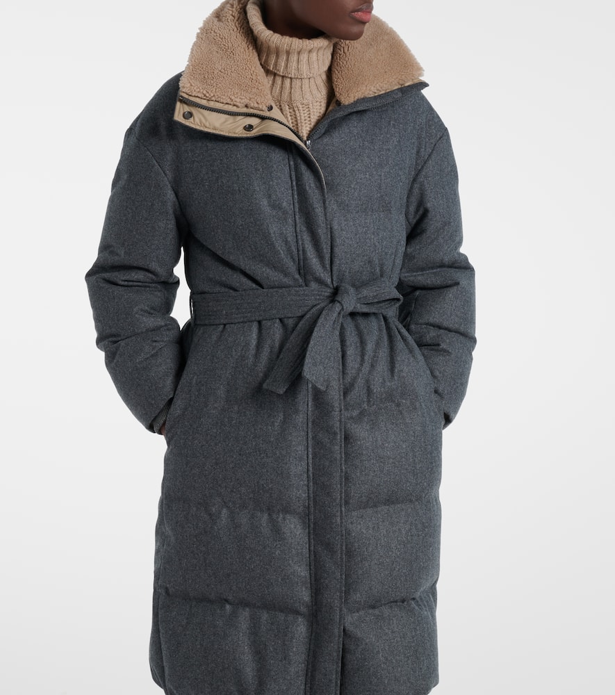 Brunello Cucinelli Virgin Wool Down Jacket In Gray