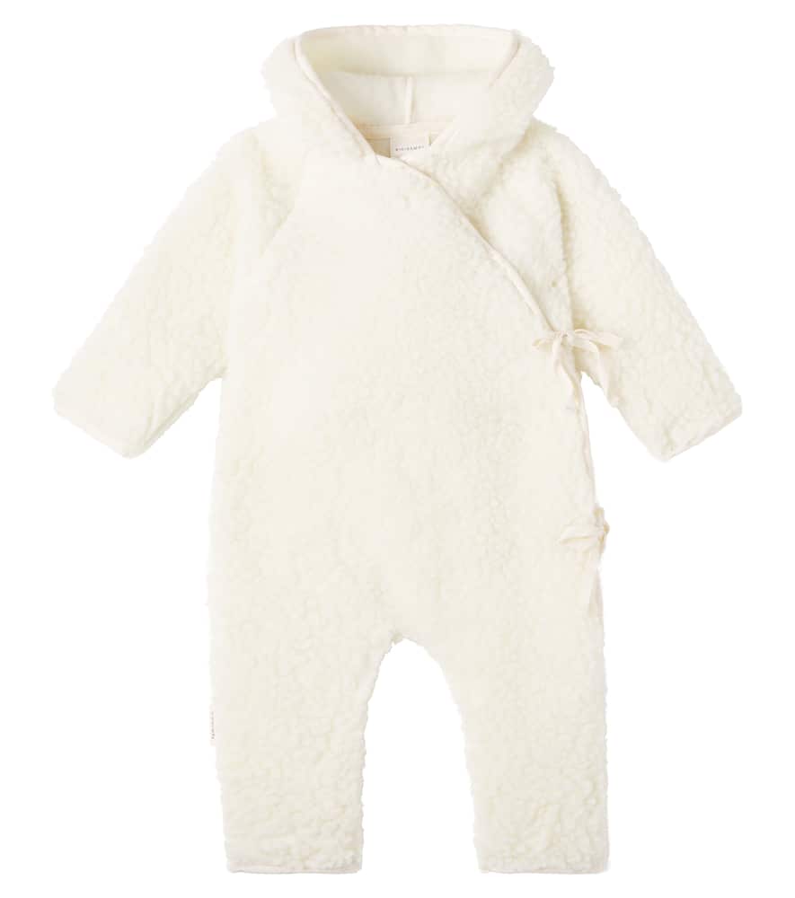 Binibamba Baby Hooded Wool Teddy Onesie In White