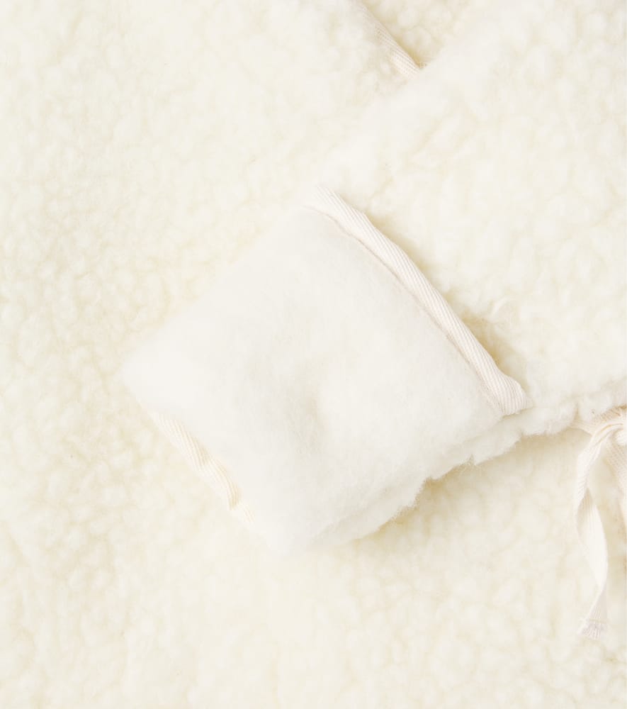 Binibamba Baby Hooded Wool Teddy Onesie In White
