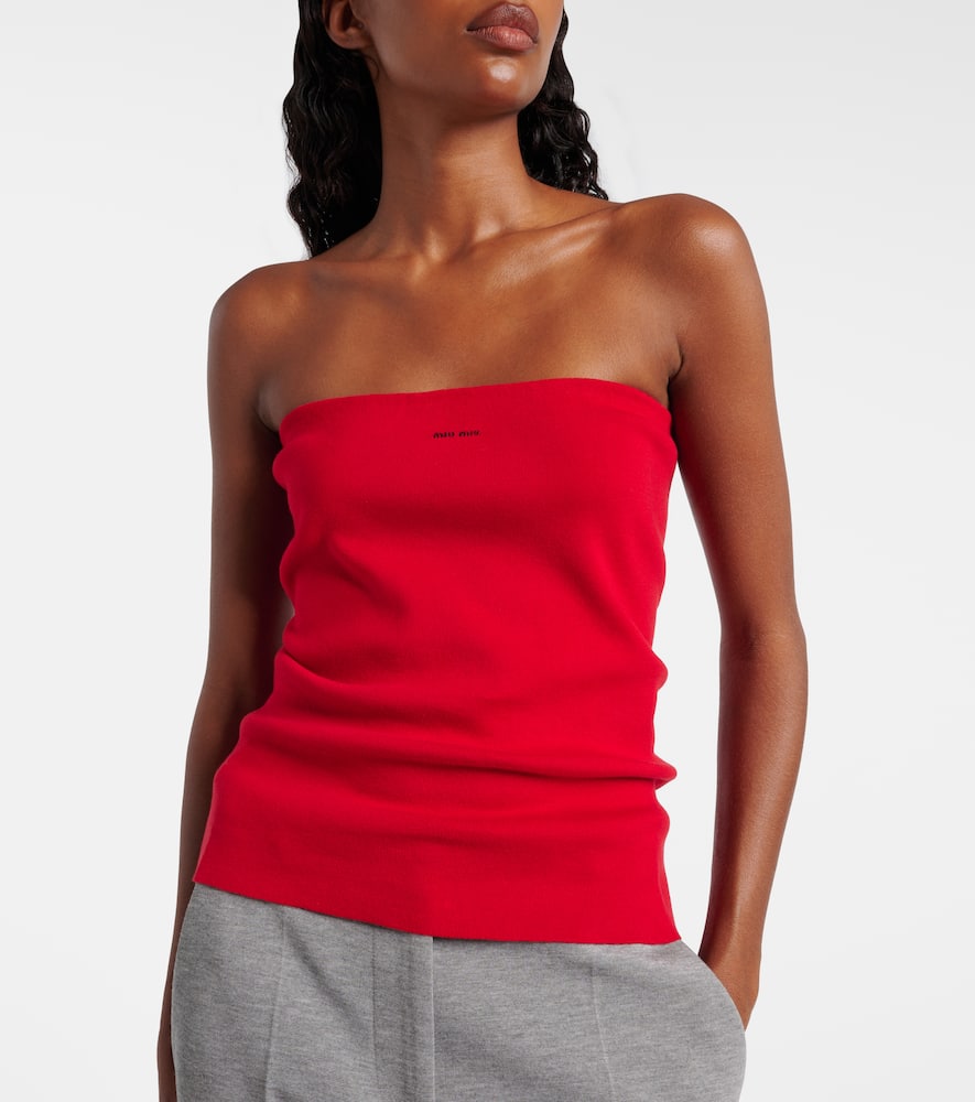 Miu Miu Cotton Jersey Tube Top In Red