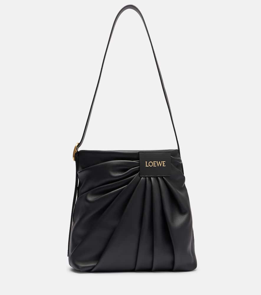 Loewe Draped Medium Leather Tote Bag In Black