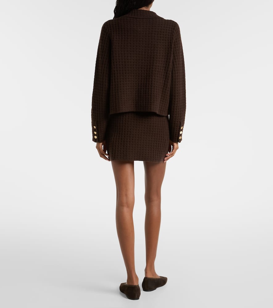 Jardin Des Orangers Waffle-knit Wool And Cashmere Cardigan In Brown