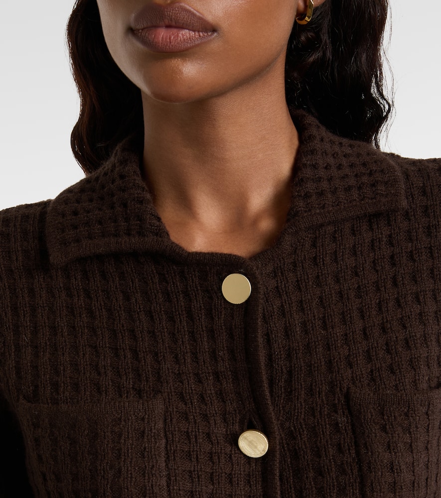 Jardin Des Orangers Waffle-knit Wool And Cashmere Cardigan In Brown