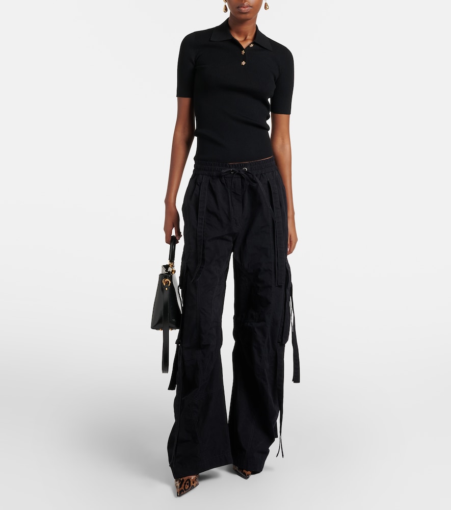 Dolce & Gabbana Embellished ribbed-knit polo shirt
