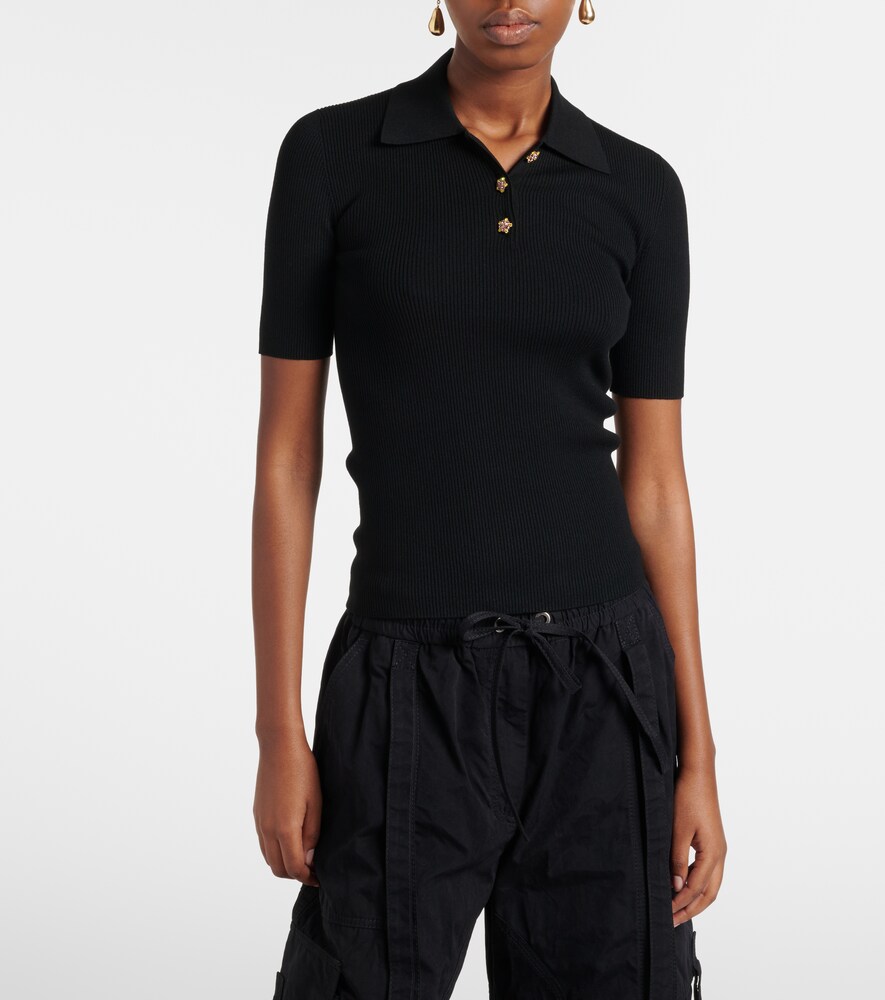  Dolce&gabbana Dolce&gabbana Verziertes Polohemd Aus Rippstrick 