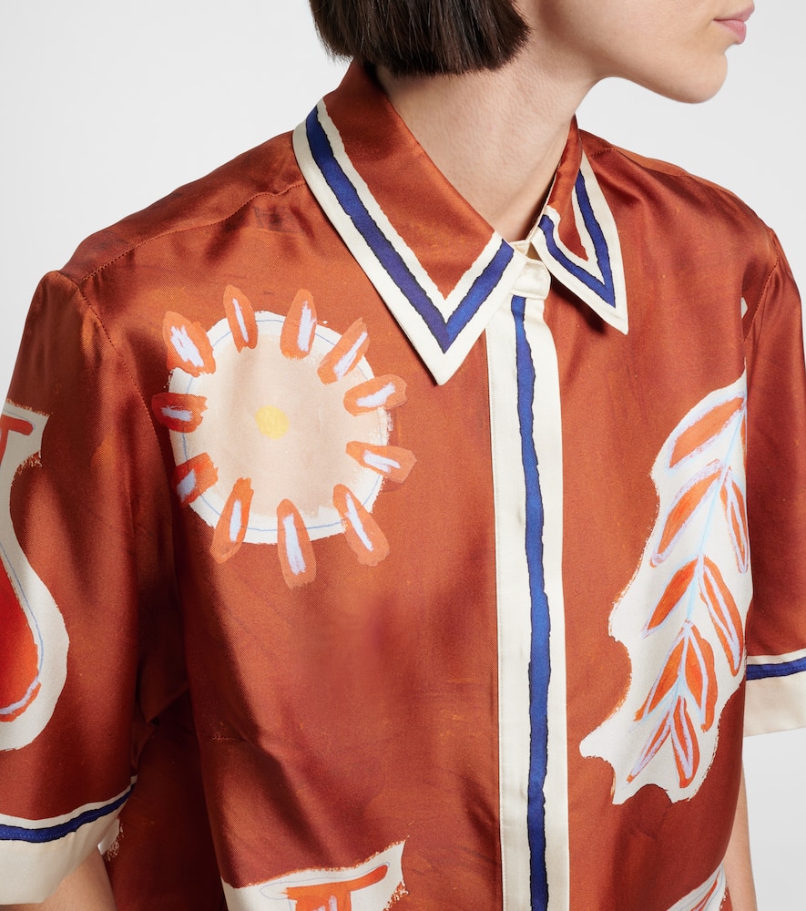 Alemais Alémais X Lrnce Soleil D'amour Printed Silk Shirt In Orange