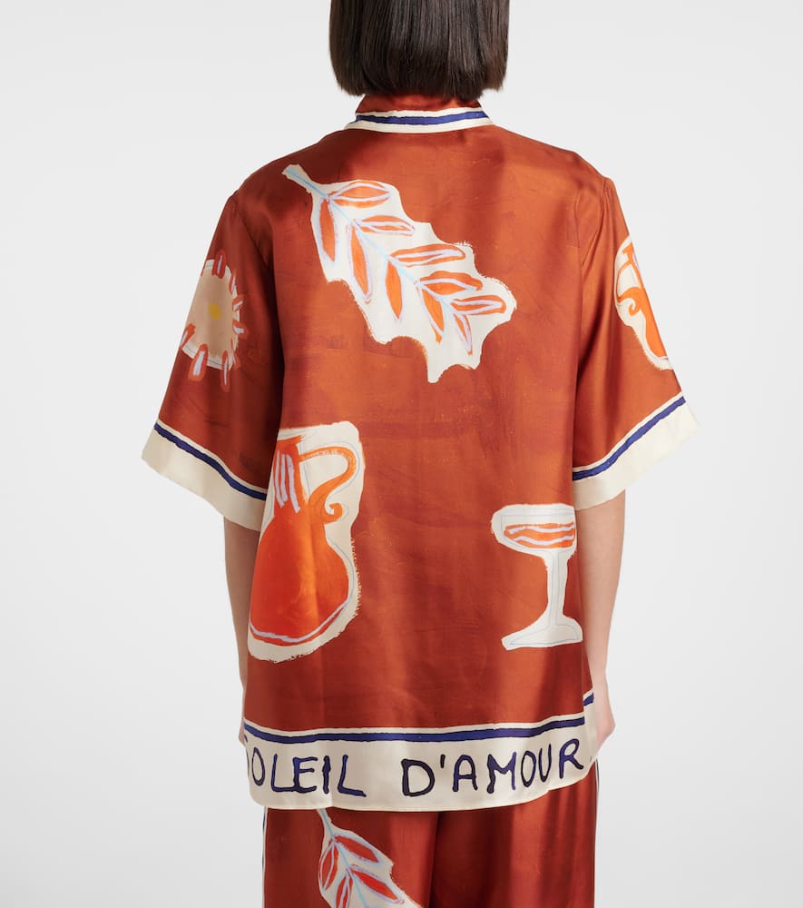 Alemais Alémais X Lrnce Soleil D'amour Printed Silk Shirt In Orange