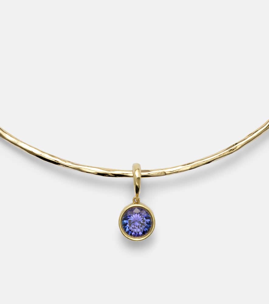 Octavia Elizabeth Olivia 18kt Gold Pendant Choker With Diamonds And Tanzanite In Gold
