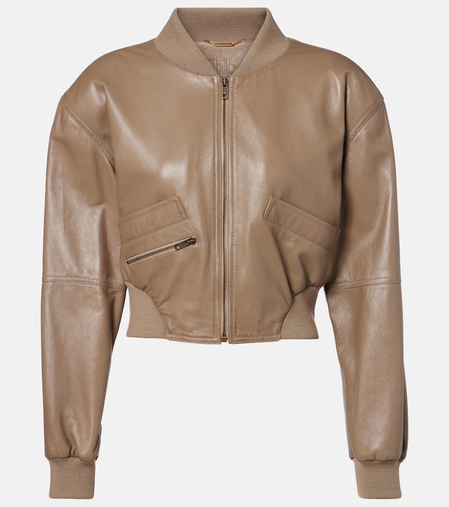 Chloe Chloé Cropped leather bomber jacket