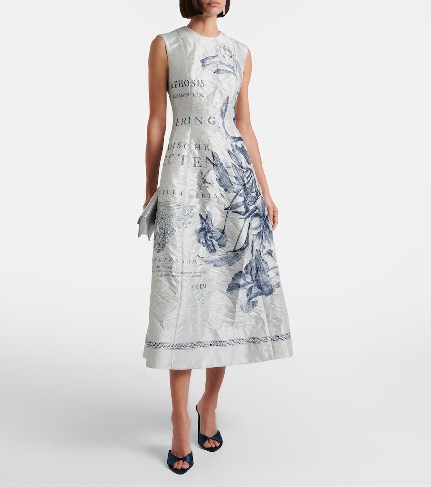 Erdem Printed satin twill midi dress