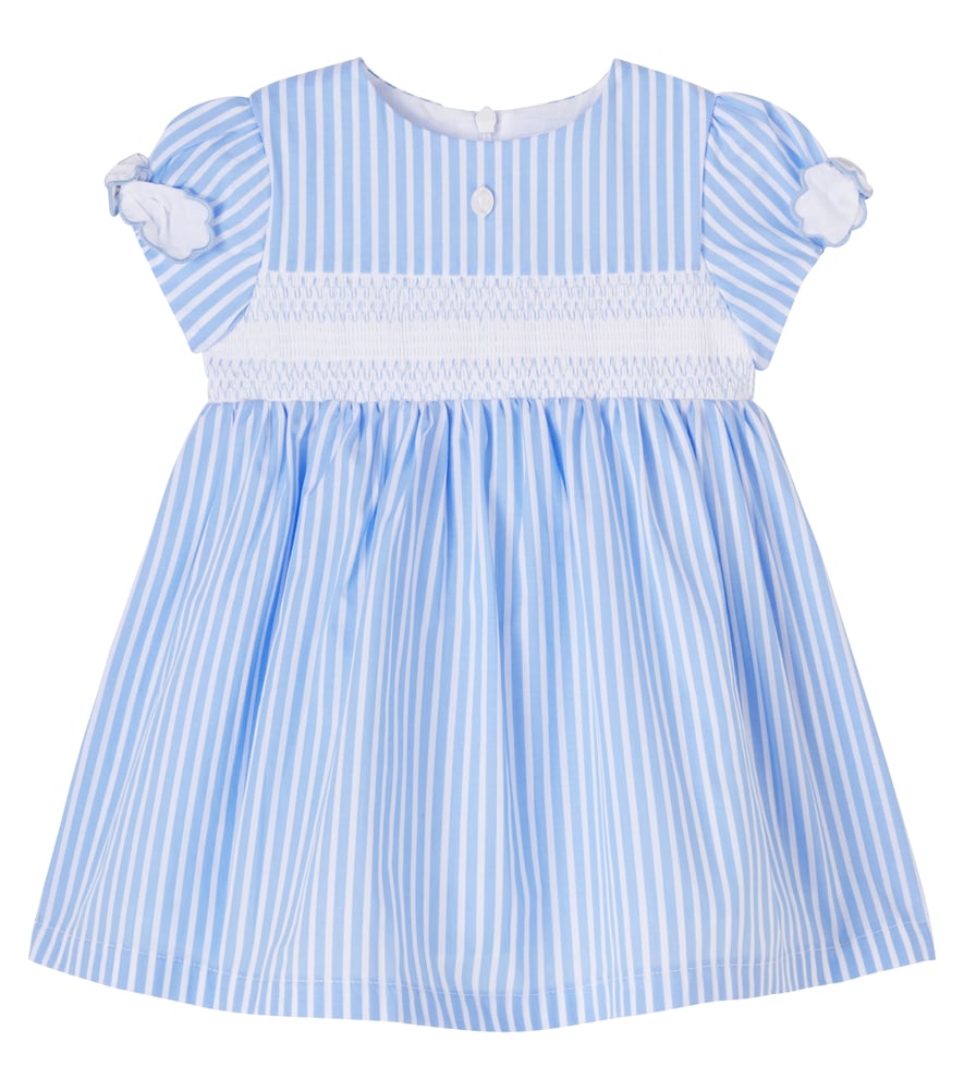Patachou Blue Baby Bow-Detail Striped Cotton Poplin Dress M Size 18 - Mytheresa