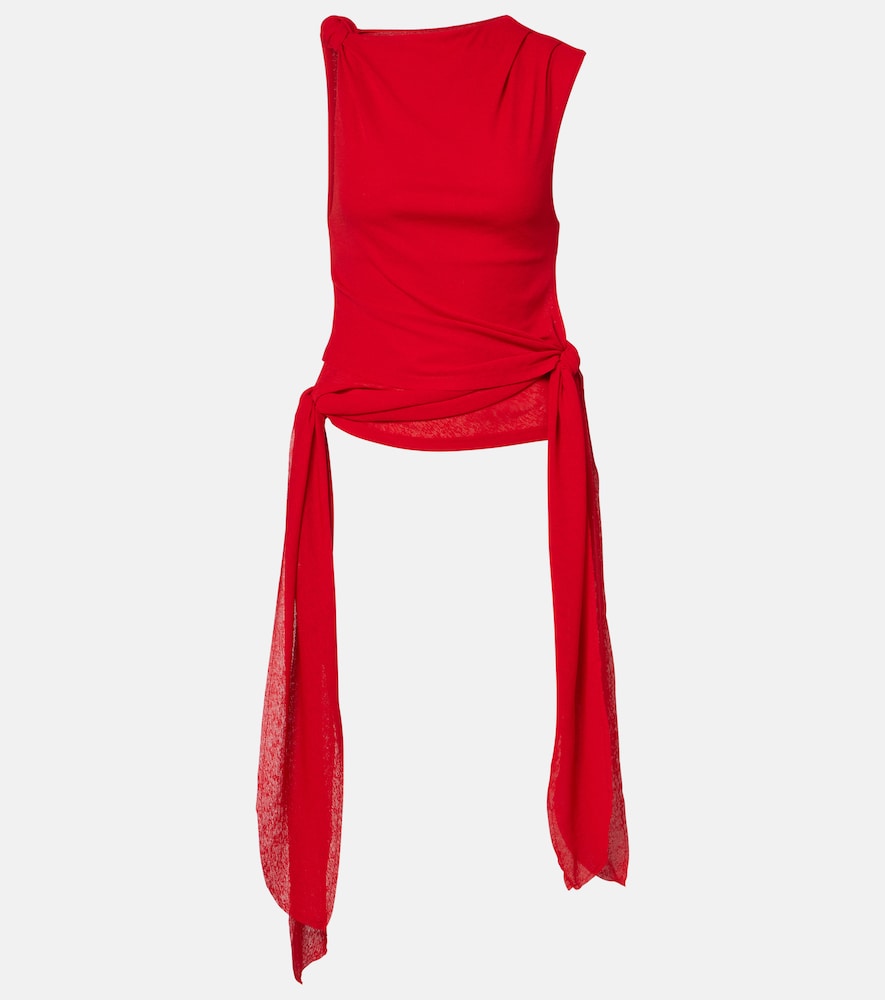 Ganni Women's Red Asymmetric Top UK Size 4 - Mytheresa