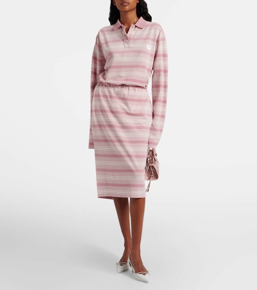 Prada Striped cotton piqué pencil skirt