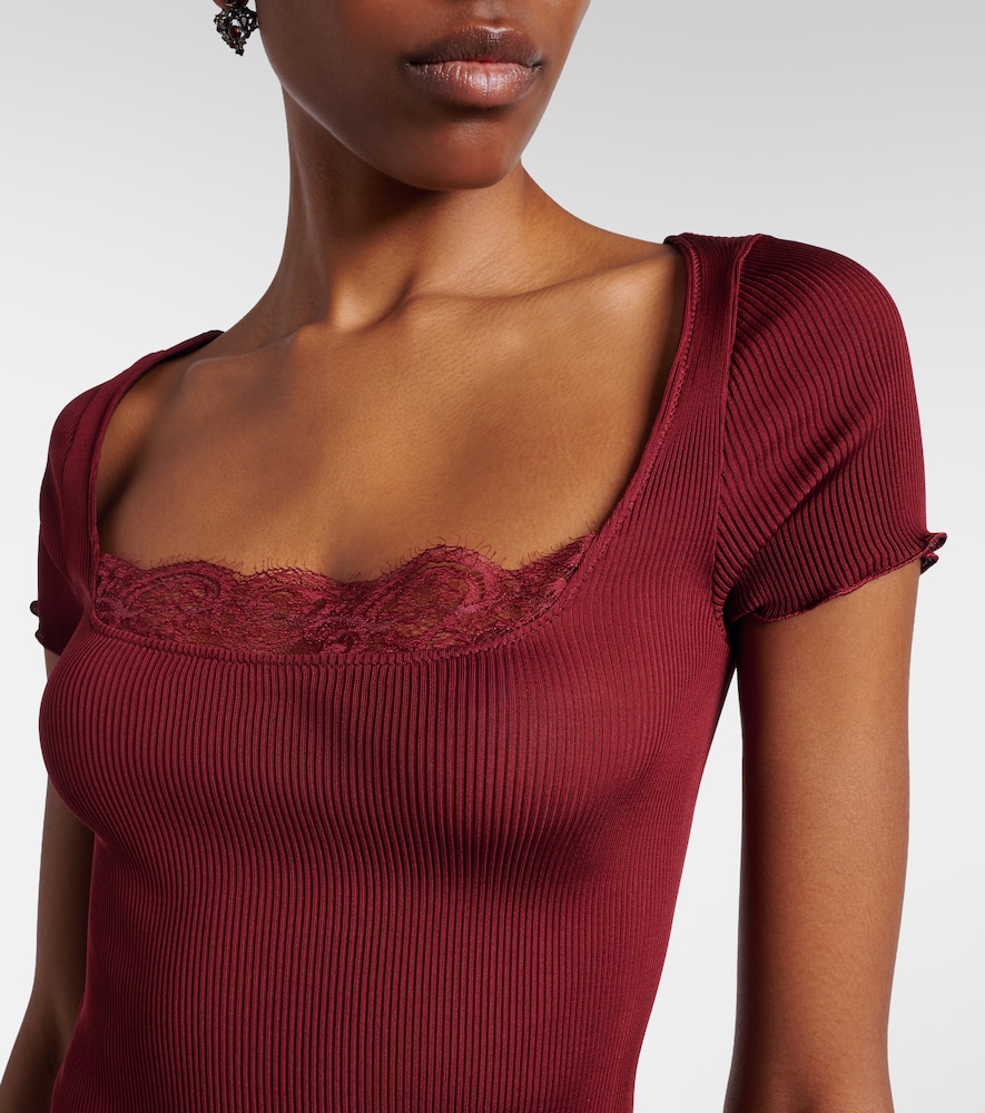  Saint Laurent Saint Laurent Top Aus Seidensatin Mit Spitze 
