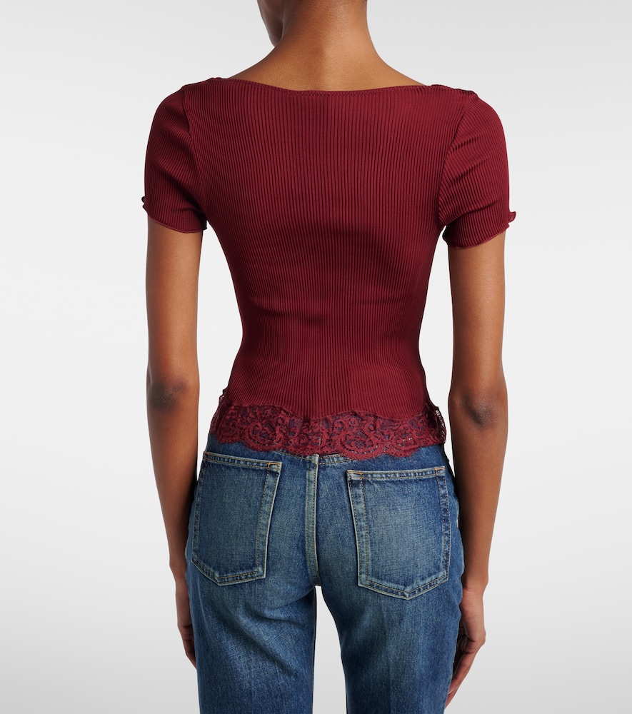  Saint Laurent Saint Laurent Top Aus Seidensatin Mit Spitze 