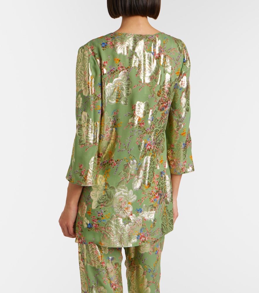  Valentino Valentino Draped Fil Coupã© Silk-blend Lamã© Blouse 