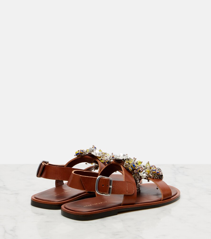  Dries Van Noten Dries Van Noten Embellished Leather Slingback Sandals 