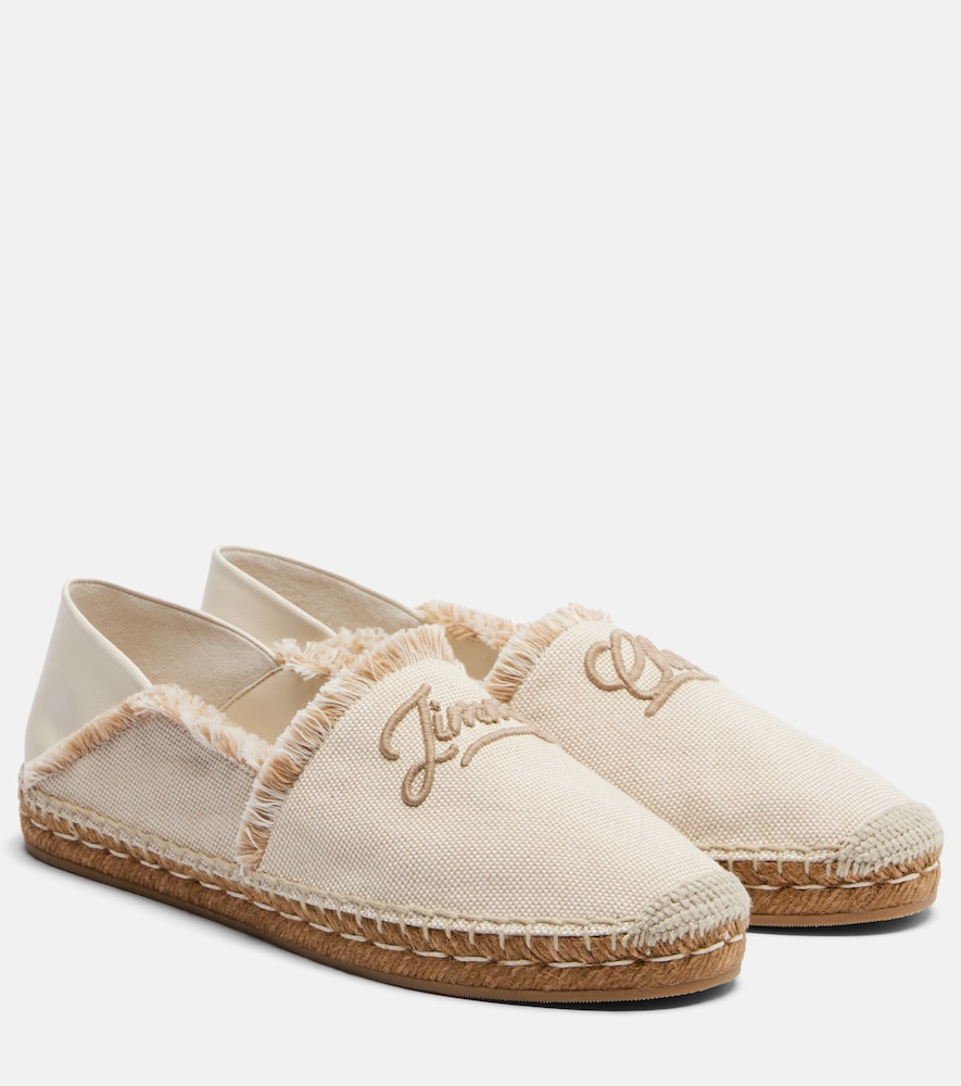 Jimmy Choo Avi embroidered canvas espadrilles