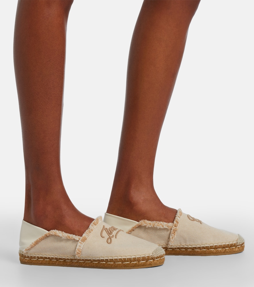 Jimmy Choo Avi embroidered canvas espadrilles