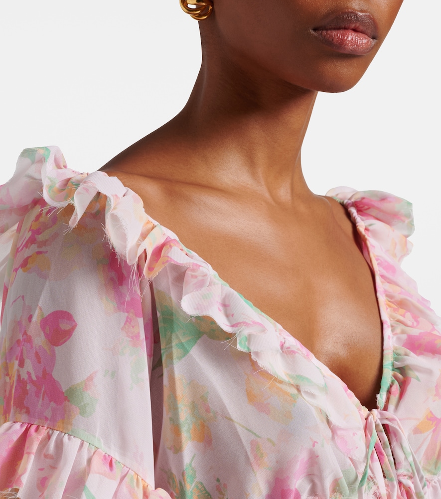 Anita Floral Ruffled Off-Shoulder Crop Top