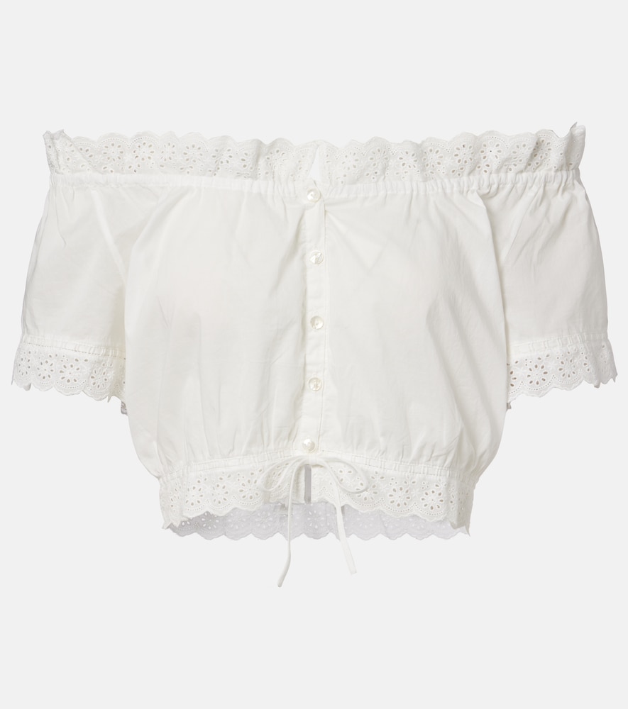 Poupette St Barth Nala pointelle cotton crop top