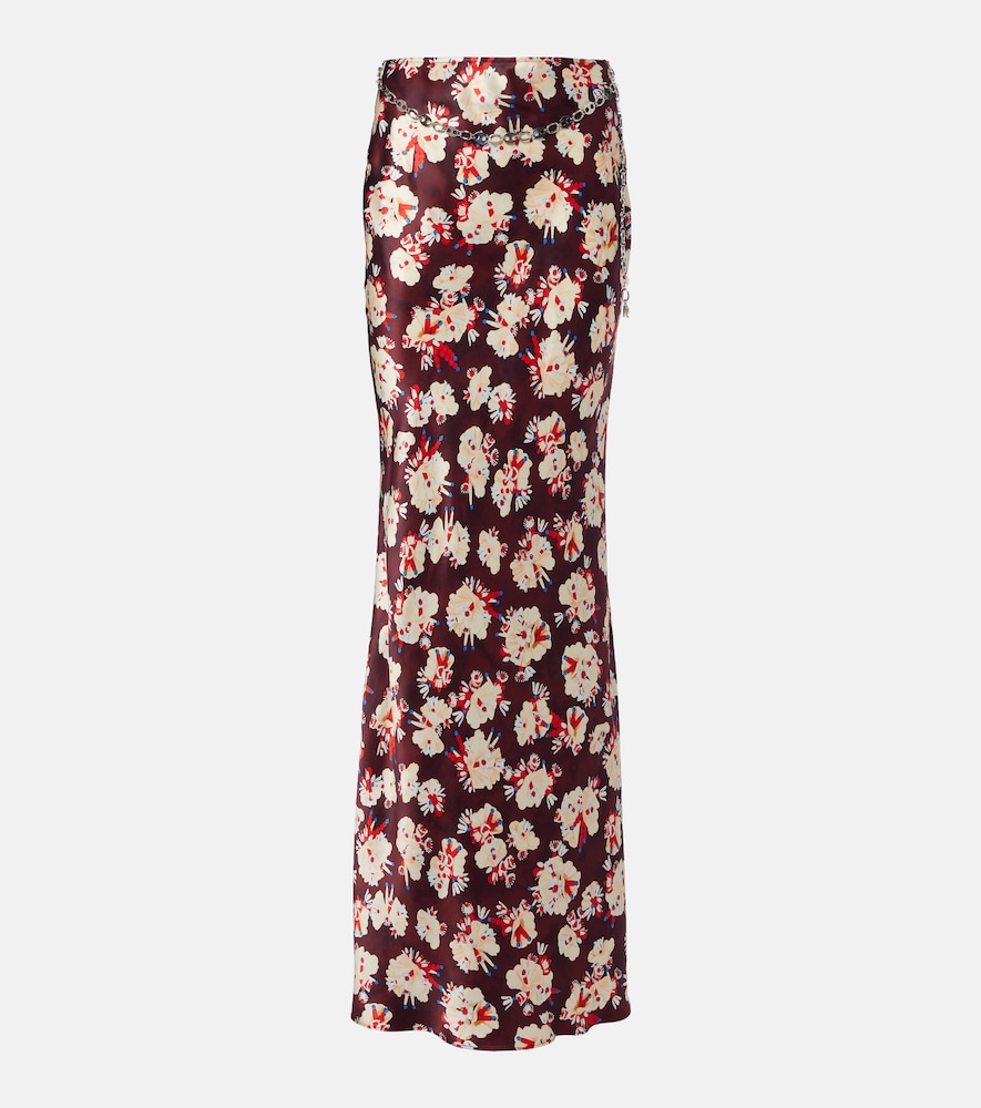 Rabanne Chain-detail floral silk maxi skirt