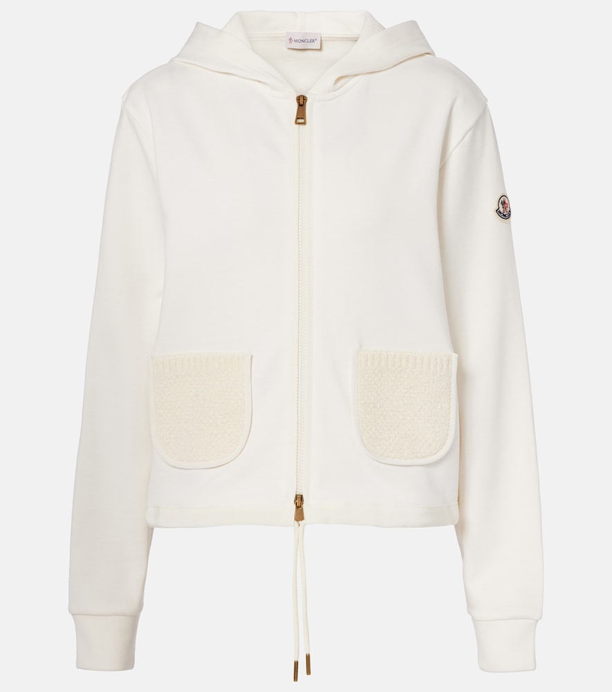 Moncler Women's White Cotton-Blend Zip-Up Hoodie UK Size 6 - Mytheresa