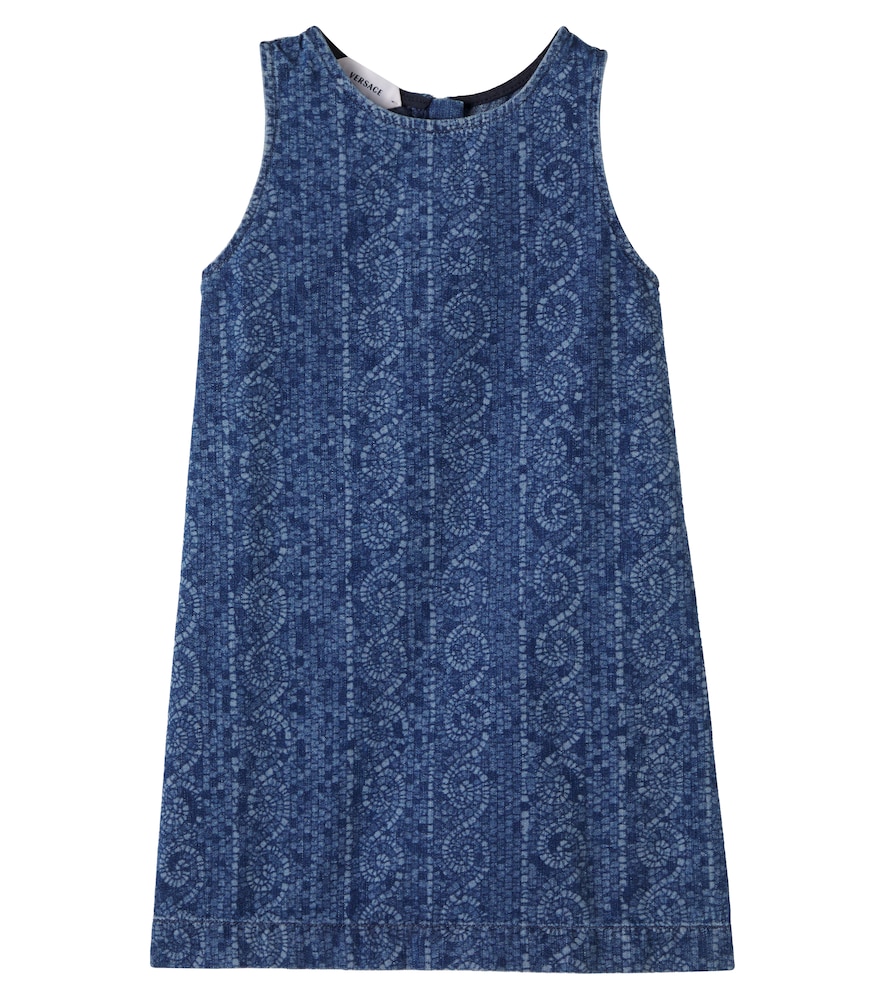 Versace Kids Printed denim dress