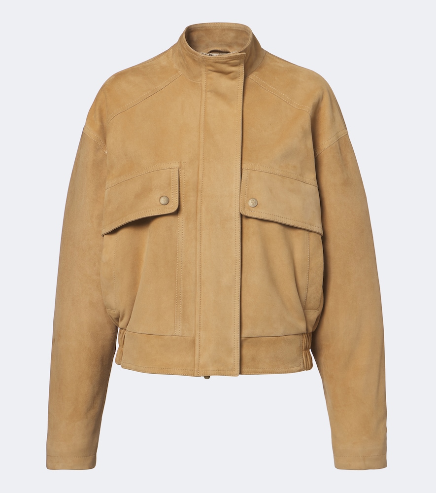 Eleventy Suede Bomber Jacket In Beige