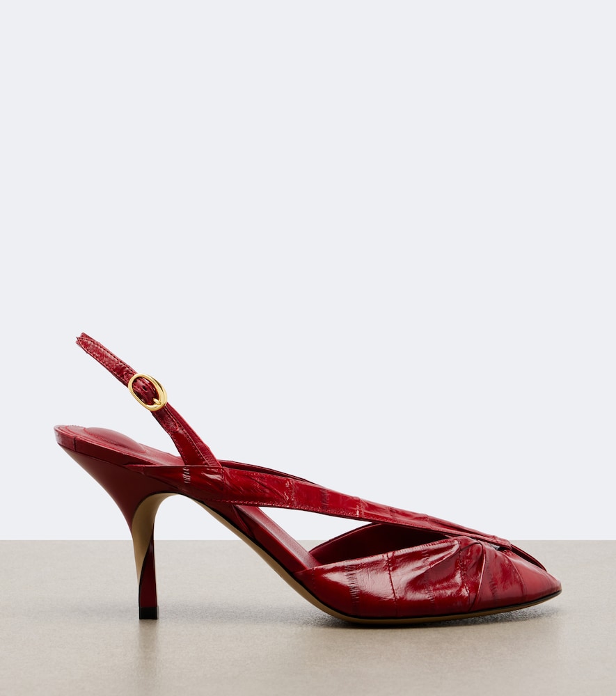 Poisson Leather Peep-Toe Pumps