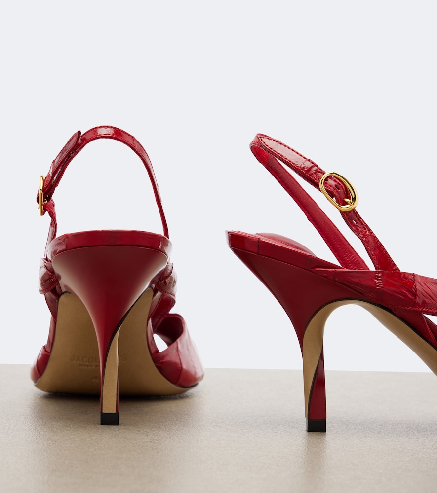Poisson Leather Peep-Toe Pumps