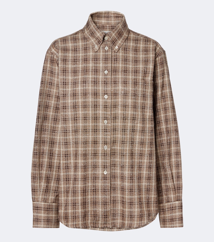 Rohe Róhe Checked Bouclé Cotton And Silk-blend Overshirt In Brown