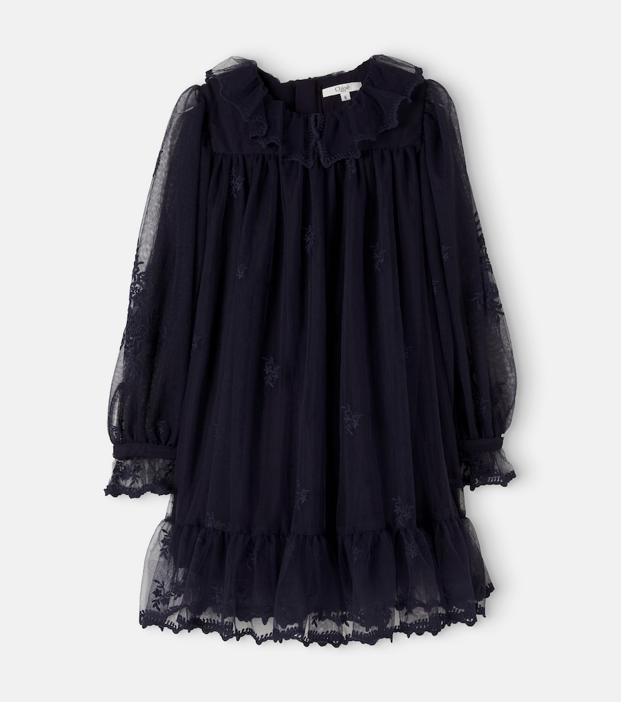 Chloé Kids Abito in tulle con ricamo