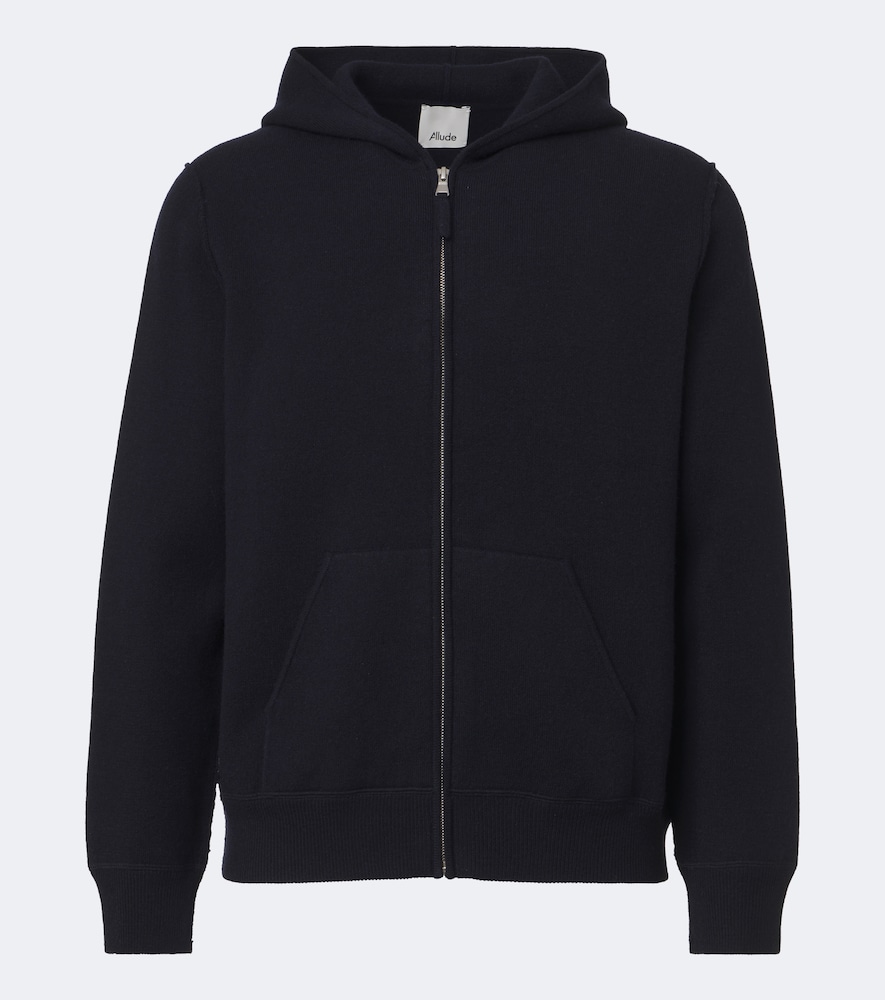 Allude Hooded Wool And Cashmere Jacket In Blue