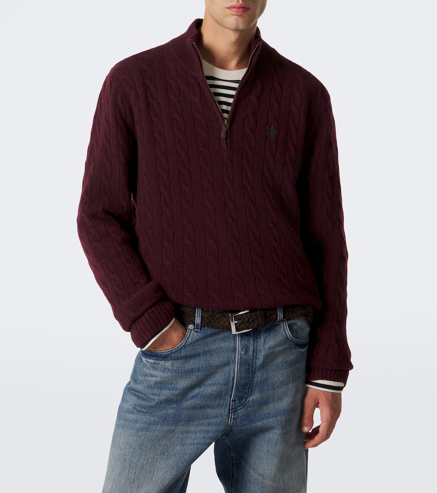 Polo Ralph Lauren Cable-Knit Wool And Cashmere Half-Zip Sweater