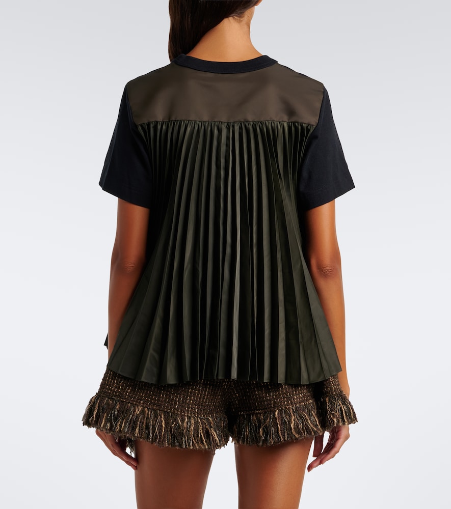 Paneled Plissé Cotton Jersey T-Shirt