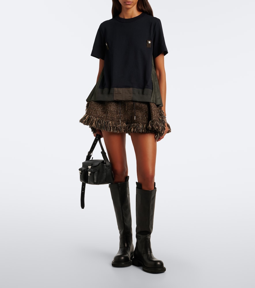 Paneled Plissé Cotton Jersey T-Shirt