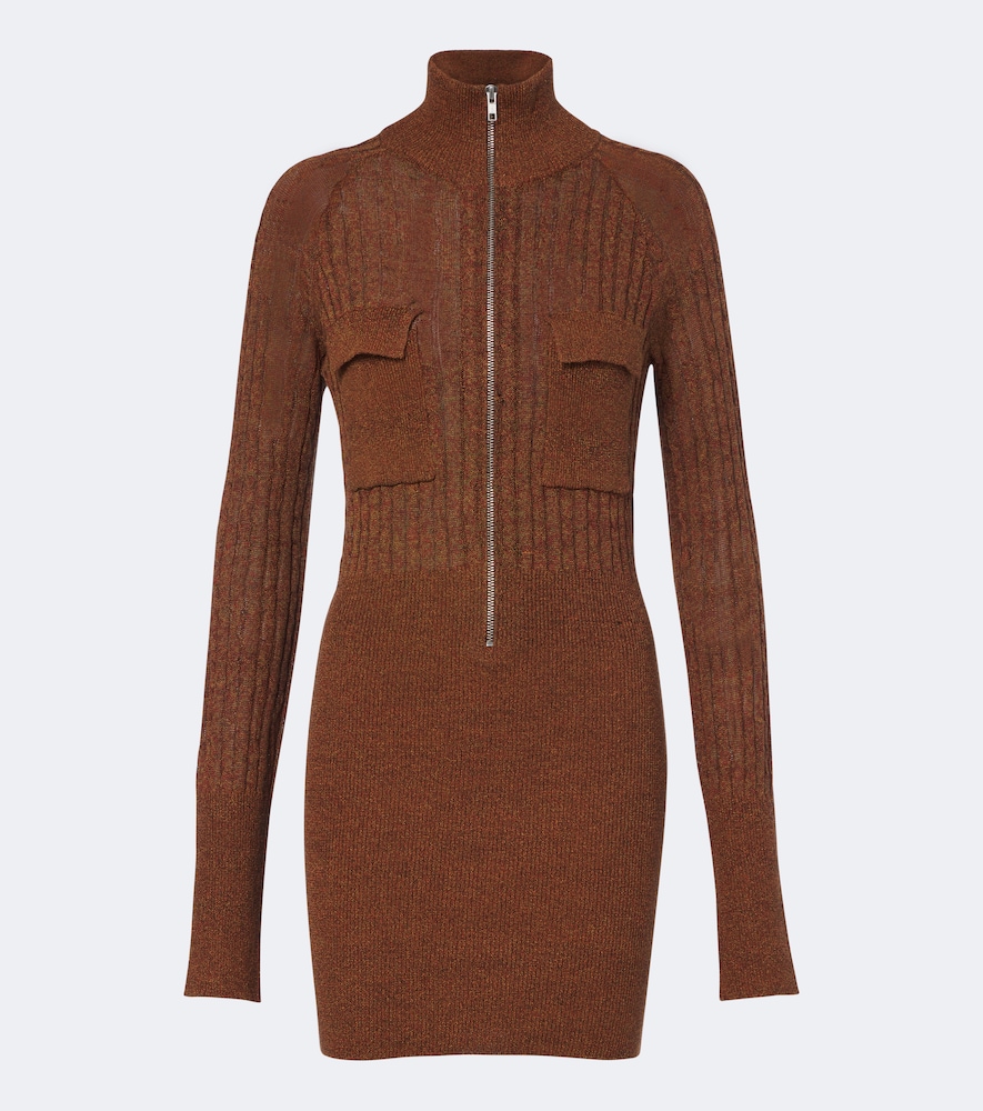 Aya Muse Eora Knitted Cotton And Silk Minidress In Brown