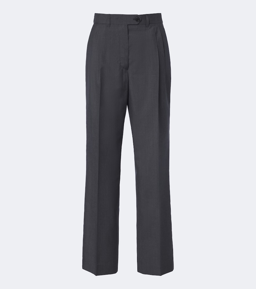 Prada Pleated Wool And Mohair Straight Pants In Grey