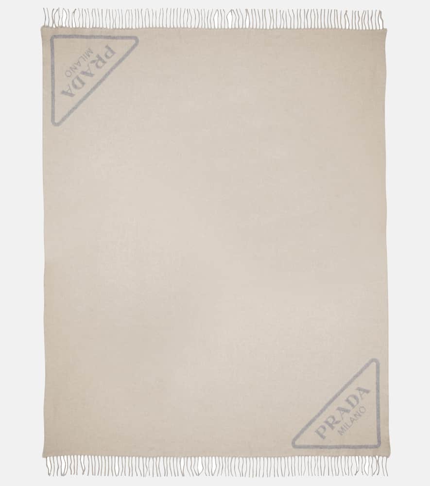 Logo jacquard cashmere blanket