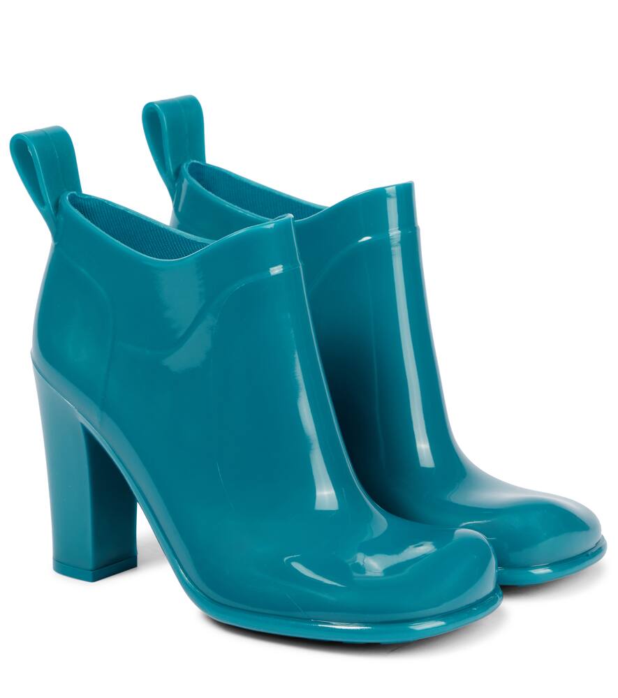 Click to view more detailed imagery on our partner's website Bottega Veneta Womens Teal Shine Rubber Heeled Ankle Boots 8 In 蓝色