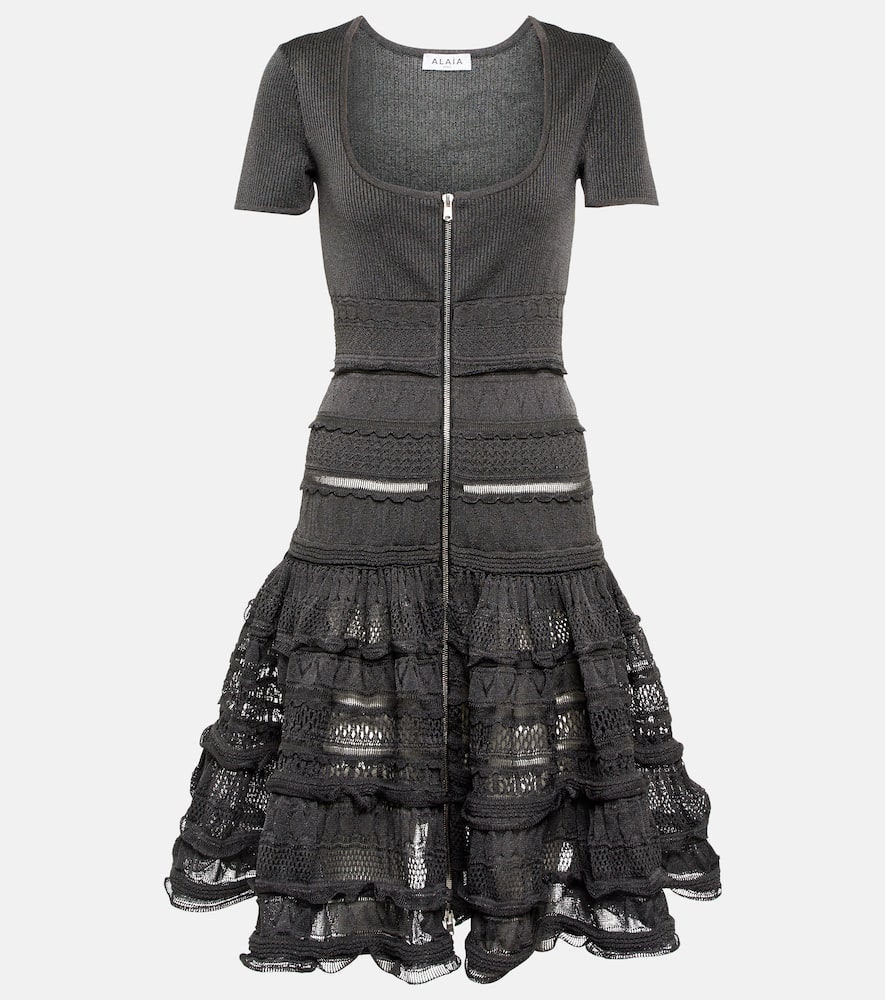 Alaïa Ruffled knit midi dress