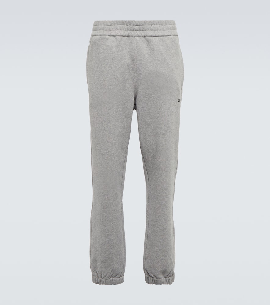 Shop Zegna Logo Cotton Sweatpants In Grey Melange