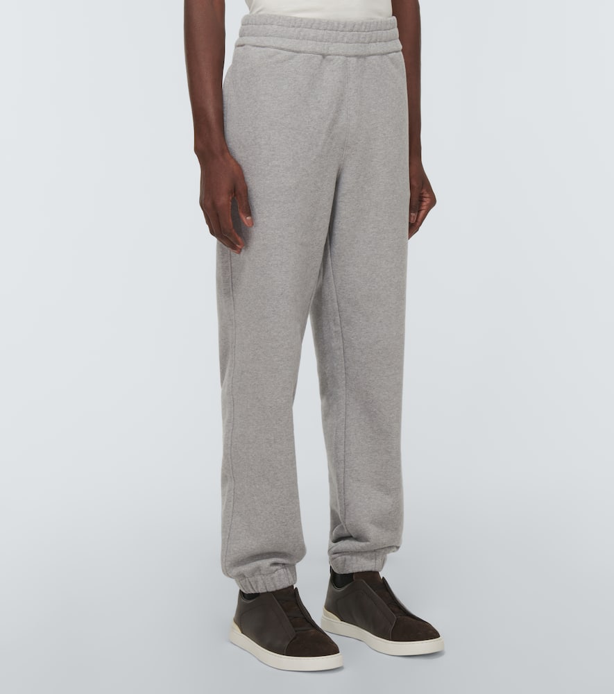 Shop Zegna Logo Cotton Sweatpants In Grey Melange