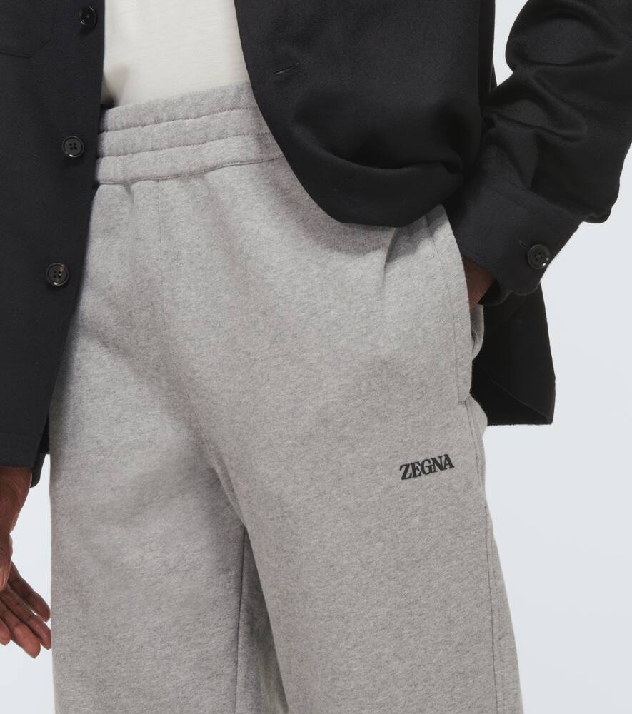 Shop Zegna Logo Cotton Sweatpants In Grey Melange