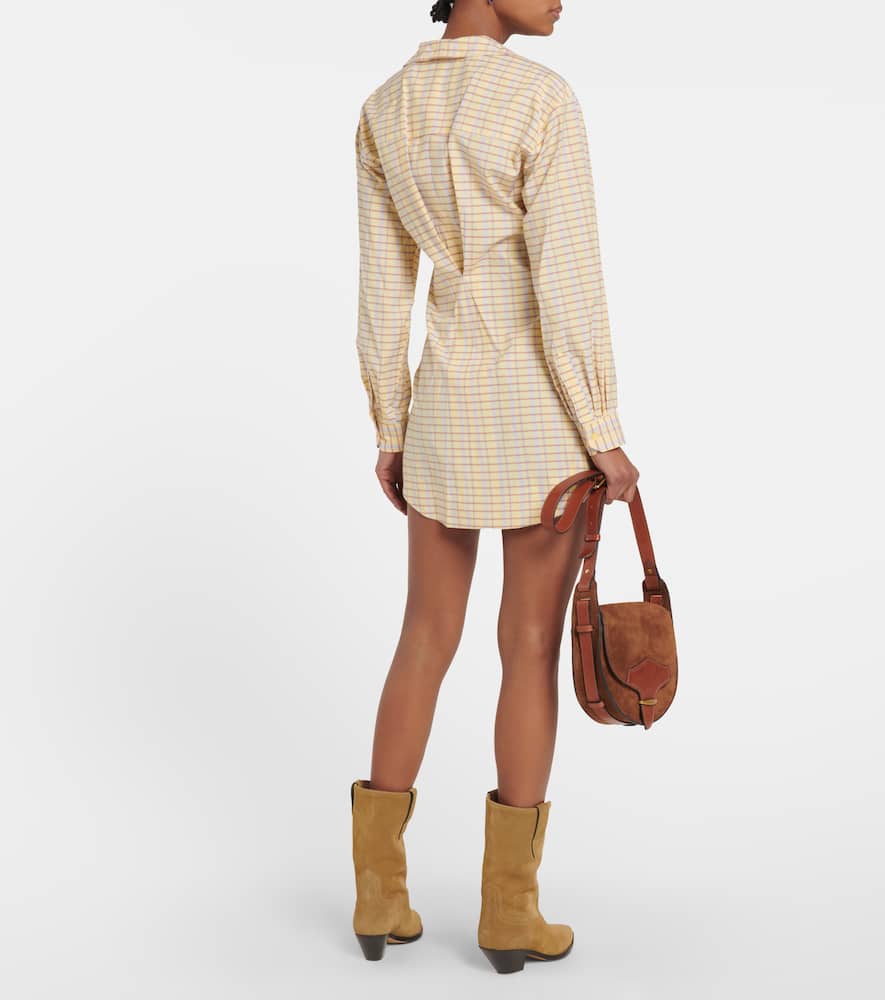 Isabel Marant Coral Checked Cotton And Silk Minidress In Light Yellow