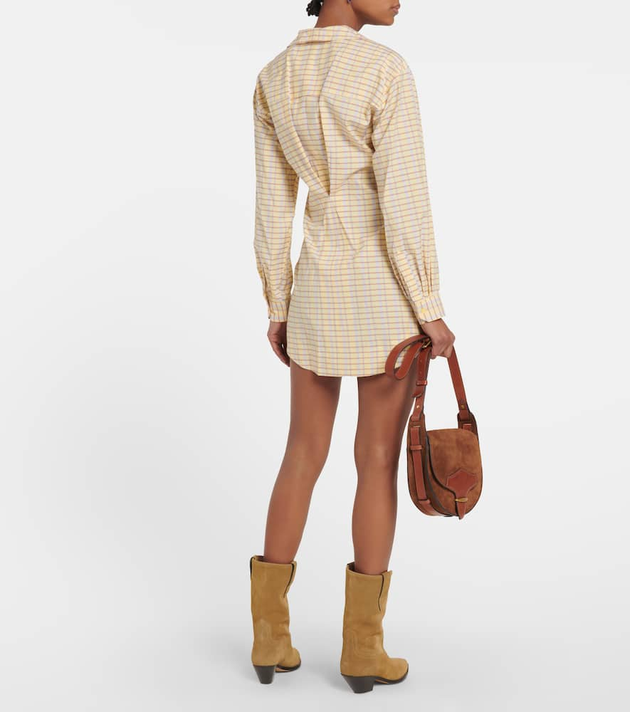 Shop Isabel Marant Coral Checked Cotton And Silk Minidress In Light Yellow