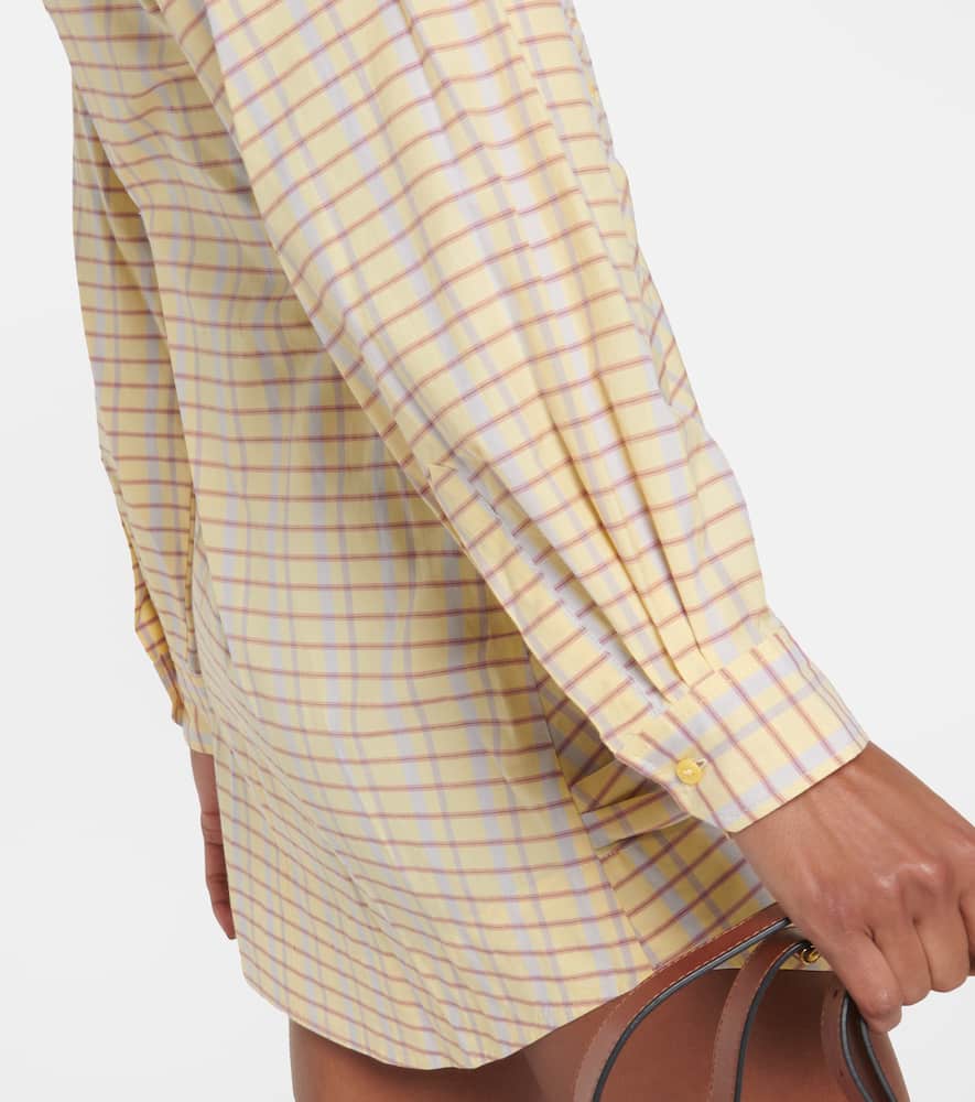 Isabel Marant Coral Checked Cotton And Silk Minidress In Light Yellow